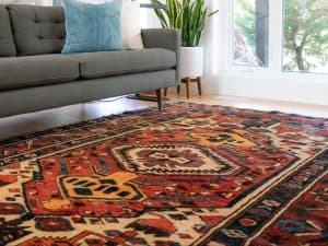 area rug cleaning showing an area rug in a living room