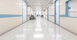 vinyl composite tile cleaned and shining in a hospital