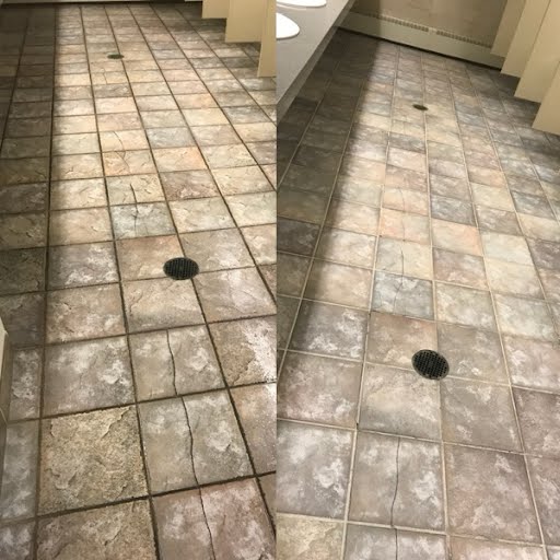 Travertine stone floor cleaning before and after